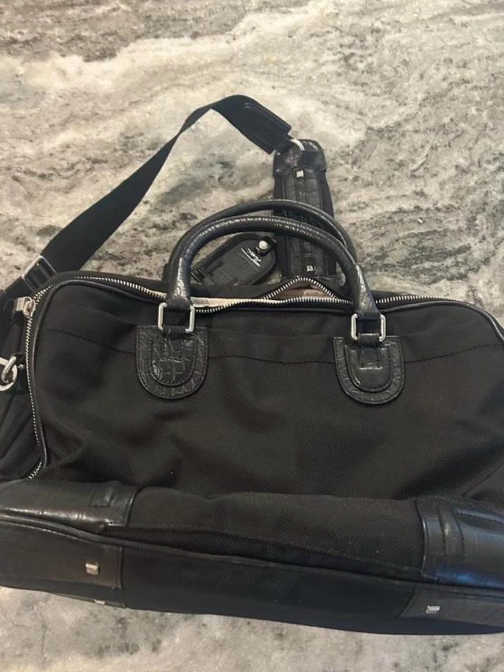 Tumi Black Nylon Laptop Bag with Leather Accents